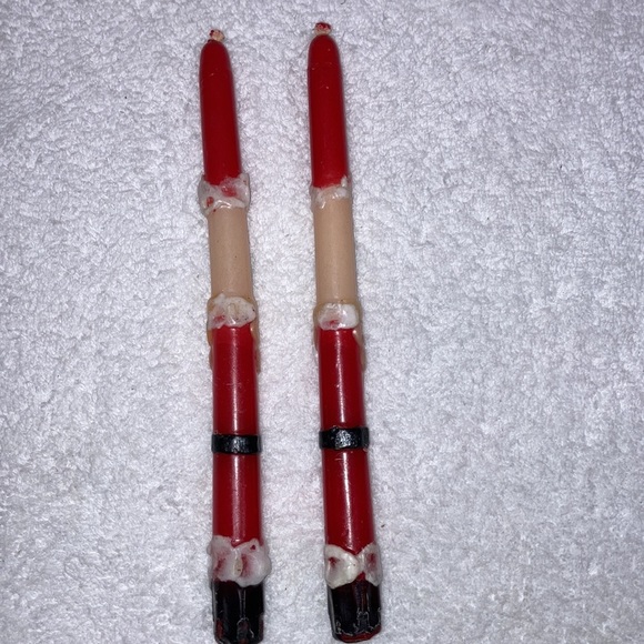 VINTAGE PAIR OF 1960'S SANTA CLAUS FACE WITH NOEL 10" TAPER CANDLES JAPAN - Picture 4 of 5